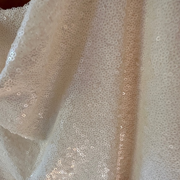 Size 12 Halston Cream Sequined Dress - Picture 2 of 4